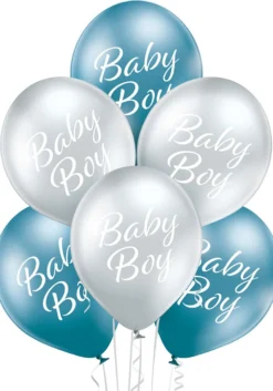 Baby Boy ilmapallo 30 cm metallikromi 6 kpl/pss