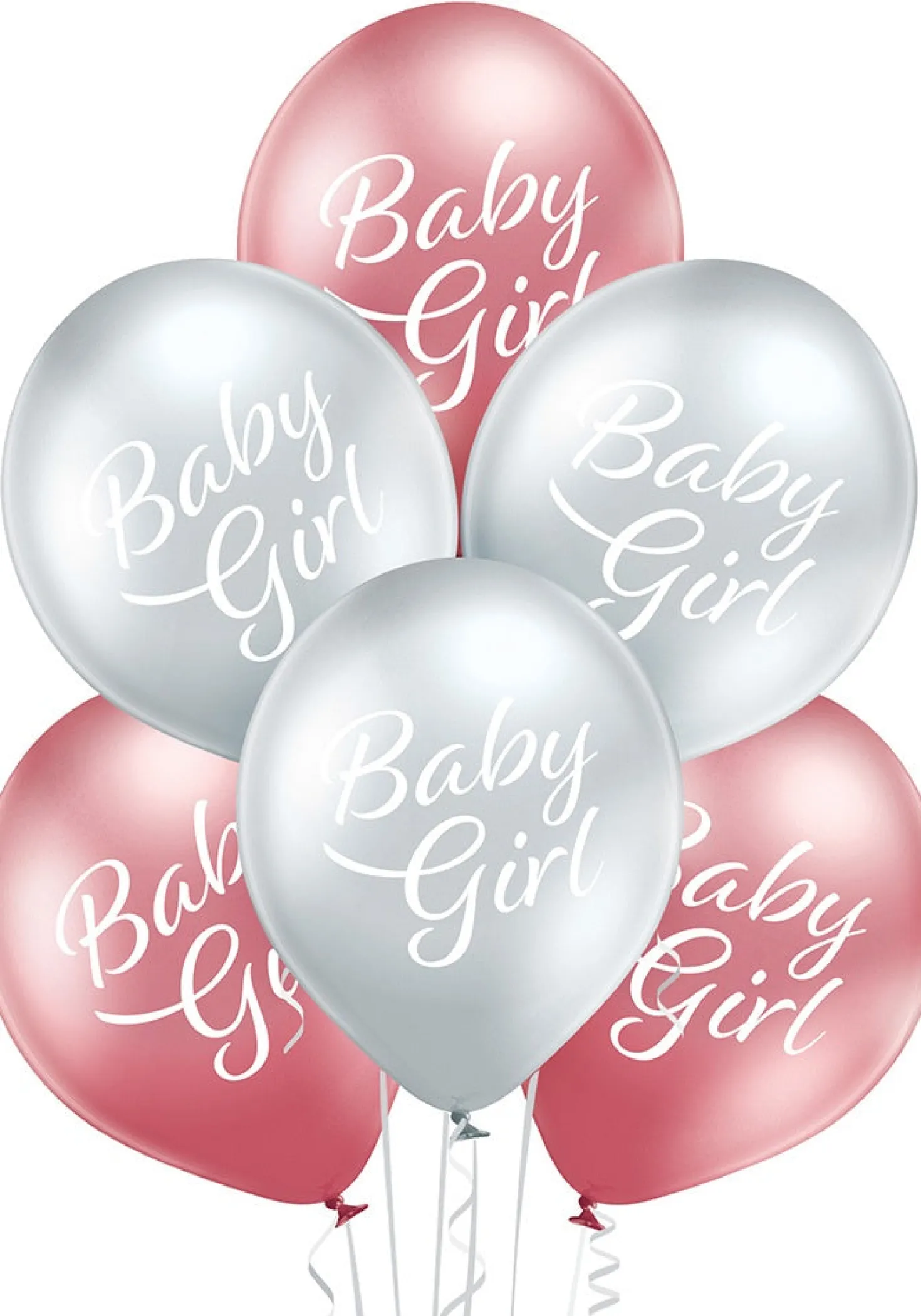 Baby Girl ilmapallo 30 cm metallikromi 6 kpl/pss