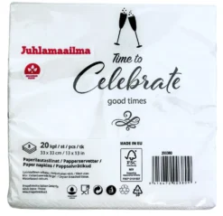 Celebrate lautasliina valkoinen 33 x 33 cm 20 kpl/pkt