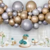 DIY Ilmapallokaari metallikromi kulta ja hopea