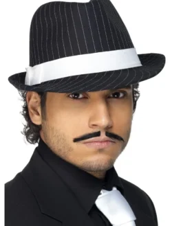 Gangsterihattu, liituraita valkoisella silkkinauhalla