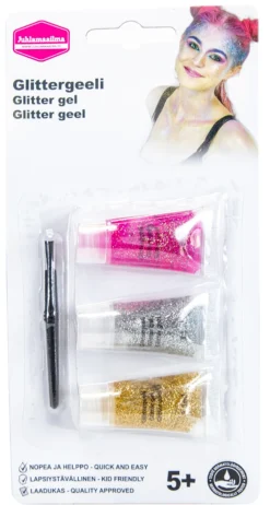 Glittergeelituubit 3 kpl/pkt