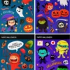 Halloween staattiset ikkunatarrat, lajitelma 4 erilaista