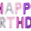 Happy Birthday ilmalla täytettävä foliopallosetti hopea-pinkki