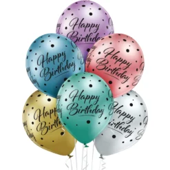 Happy Birthday ilmapallo metallikromivärisekoitus 6 kpl/pss