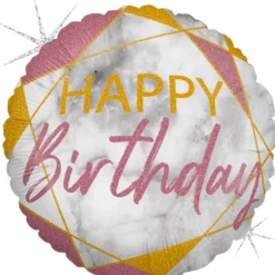 Happy Birthday marmori ruusukulta foliopallo