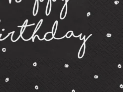 Happy Birthday musta suuri lautasliina 20 kpl/pkt