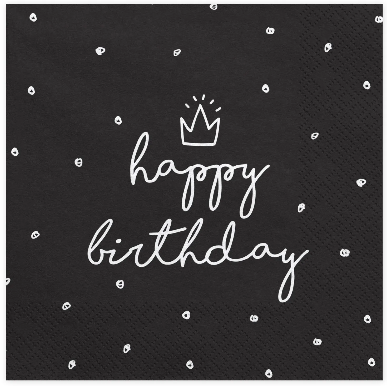 Happy Birthday musta suuri lautasliina 20 kpl/pkt