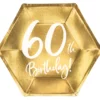 Happy Birthday 60 pahvilautanen korkeakiiltokulta 6 kpl/pkt