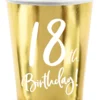 Happy Birthday 18 pahvimuki korkeakiiltokulta 6 kpl/pkt