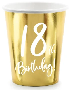 Happy Birthday 18 pahvimuki korkeakiiltokulta 6 kpl/pkt