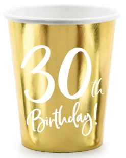 Happy Birthday 30 pahvimuki korkeakiiltokulta 6 kpl/pkt