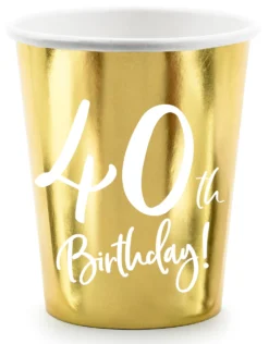 Happy Birthday 40 pahvimuki korkeakiiltokulta 6 kpl/pkt