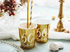 Happy Birthday 50 pahvimuki korkeakiiltokulta 6 kpl/pkt