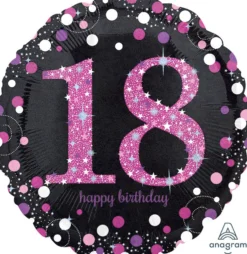 Happy Birthday 18 pinkki foliopallo