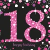 Happy Birthday 18 pinkki suuri lautasliina 16 kpl/pkt