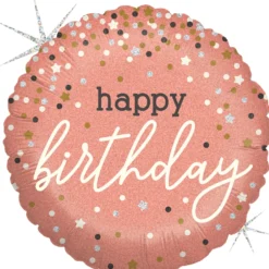Happy Birthday ruusukulta hologrammi foliopallo