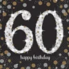 Happy Birthday 60, suuri lautasliina 16 kpl/pkt