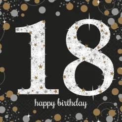 Happy Birthday 18, suuri lautasliina 16 kpl/pkt