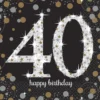 Happy Birthday 40, suuri lautasliina 16 kpl/pkt