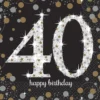 Happy Birthday 40, suuri lautasliina 16 kpl/pkt
