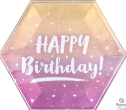 Happy Birthday suuri pahvilautanen 23 cm ruusukullan sävyt 8 kpl/pkt