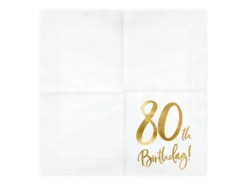 Happy Birthday 80 valkoinen suuri lautasliina 20 kpl/pkt