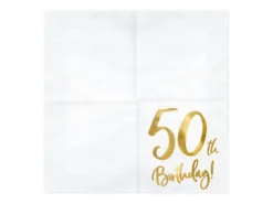 Happy Birthday 50 valkoinen suuri lautasliina 20 kpl/pkt