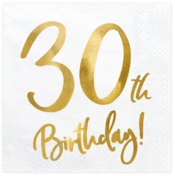 Happy Birthday 30 valkoinen suuri lautasliina 20 kpl/pkt