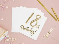 Happy Birthday 18 valkoinen suuri lautasliina 20 kpl/pkt
