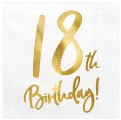 Happy Birthday 18 valkoinen suuri lautasliina 20 kpl/pkt