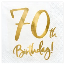 Happy Birthday 70 valkoinen suuri lautasliina 20 kpl/pkt