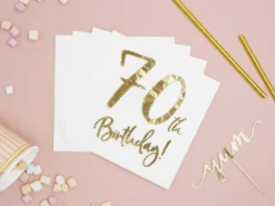 Happy Birthday 70 valkoinen suuri lautasliina 20 kpl/pkt