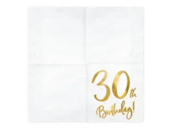 Happy Birthday 30 valkoinen suuri lautasliina 20 kpl/pkt
