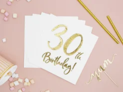 Happy Birthday 30 valkoinen suuri lautasliina 20 kpl/pkt
