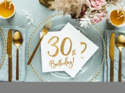 Happy Birthday 30 valkoinen suuri lautasliina 20 kpl/pkt