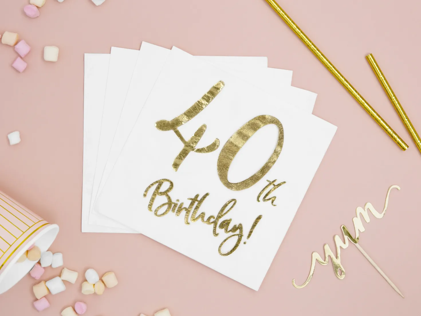 Happy Birthday 40 valkoinen suuri lautasliina 20 kpl/pkt