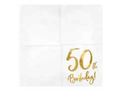 Happy Birthday 50 valkoinen suuri lautasliina 20 kpl/pkt