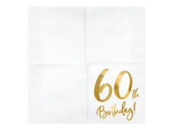 Happy Birthday 60 valkoinen suuri lautasliina 20 kpl/pkt