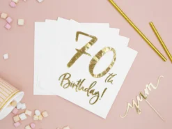 Happy Birthday 70 valkoinen suuri lautasliina 20 kpl/pkt