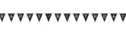 Happy Birthday viirinauha musta/kulta lisättävillä numerotarroilla