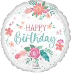 Happy Birthday värikkäät kukat foliopallo