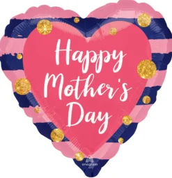 Happy Mother´s day sydän pinkki sininen foliopallo
