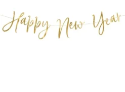 Happy New Year kirjainnauha kullanvärinen 18 x 66 cm