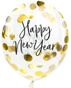 Happy New Year konfetti-ilmapallo 27 cm 3 kpl/pss