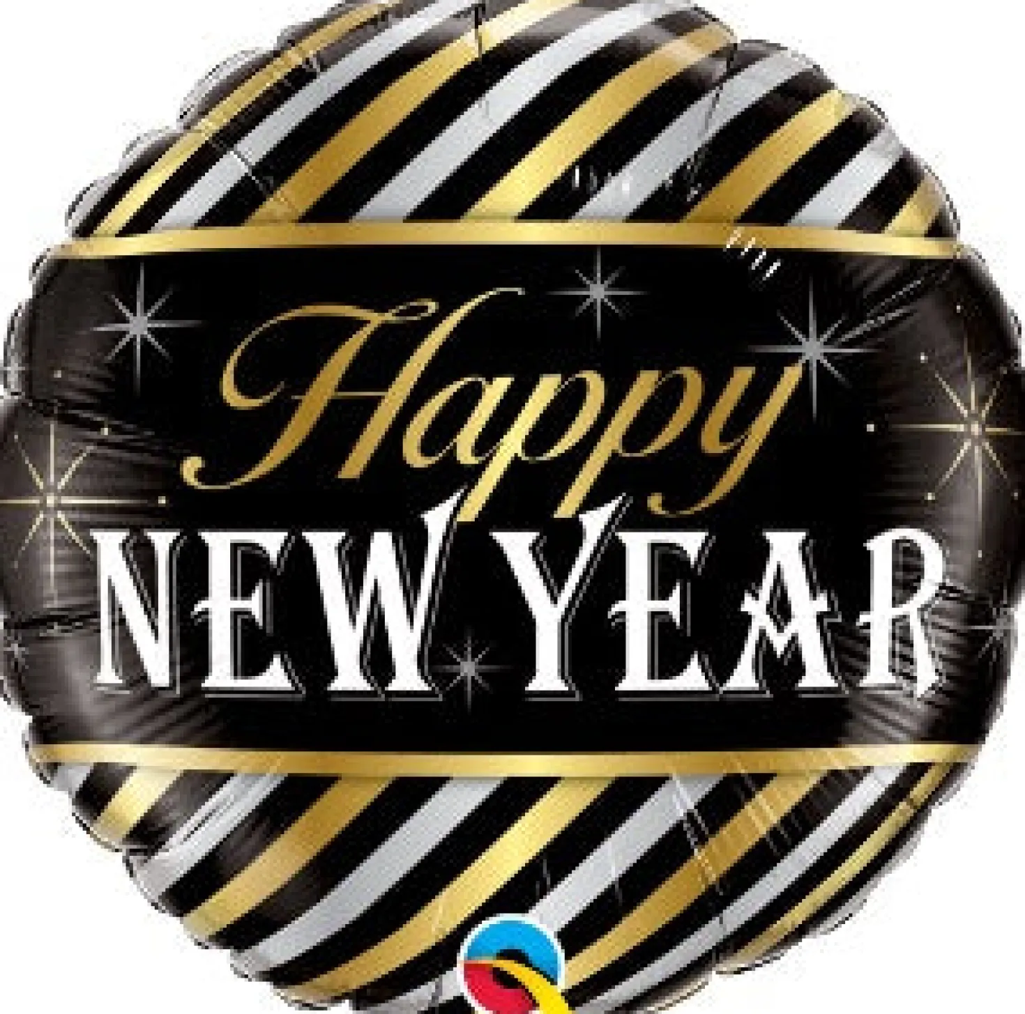 Happy New Year kullan ja hopeanväriset raidat foliopallo