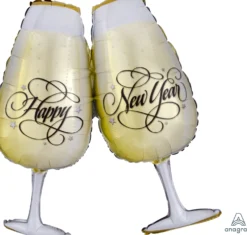 Happy New Year shampanjalasit muotofoliopallo