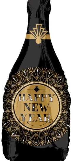 Happy New Year shampanjapullo muotofoliopallo