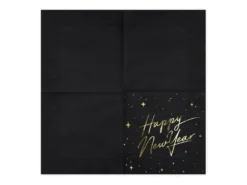 Happy New Year suuri lautasliina musta 20 kpl/pkt