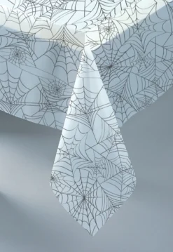 Hämähäkinverkko muovinen pöytäliina, valkoinen 137 x 274 cm